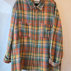 Textured Waffle Plaid Button-Down Shirt